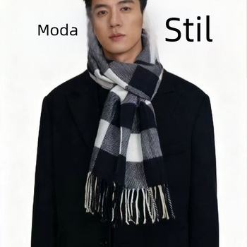 Šal s kariranim uzorkom za muškarce, zimski stil, svestrani šal za vrat, debeli i topao za hladnoću, koreanskog dizajna, topao, idealan za studente, dar za muškaru za rođendan.
