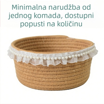Koš za pohranu od pamukovog užeta s poklopcem, organizator za kozmetiku i igračke, ručno pletena kutija u stilu Ins