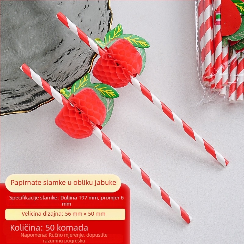 Jednokratna papirnata slamka s ananasom i malim kišobranom, dekorativna slamka za sok s dizajnom kokosovog drveta