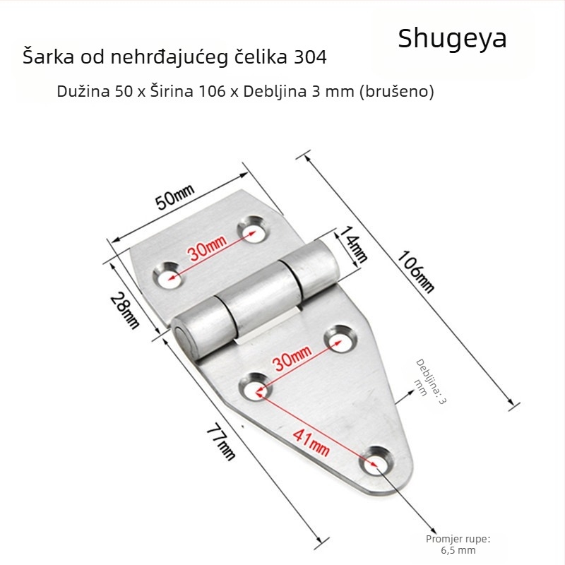 Industrijska teška šarka od nehrđajućeg čelika 304 za ormariće i drvena vrata, mala sklopiva šarka