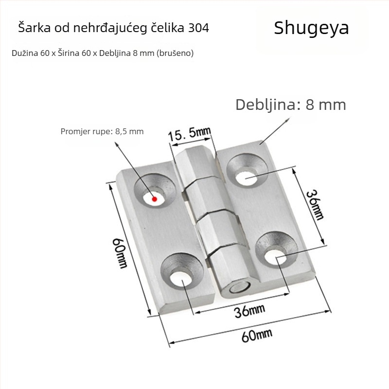 Industrijska teška šarka od nehrđajućeg čelika 304 za ormariće i drvena vrata, mala sklopiva šarka