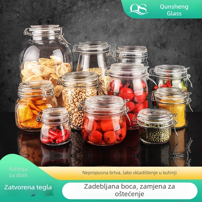 Staklena posuda s hermetičkim zatvaranjem za žitarice i suhe namirnice – prozirna kuhinjska staklena posuda za kiseli krastavci i zimnicu