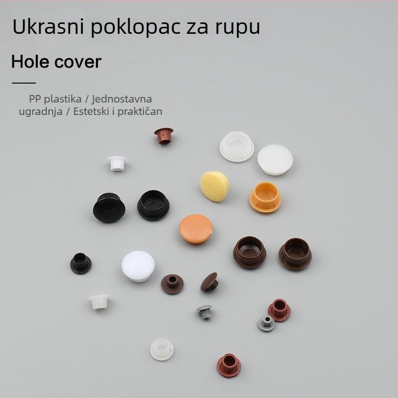 Dekorativni čep promjera 12 mm s poklopcem za vijak 8 mm – plastični poklopac za rupu u zidu