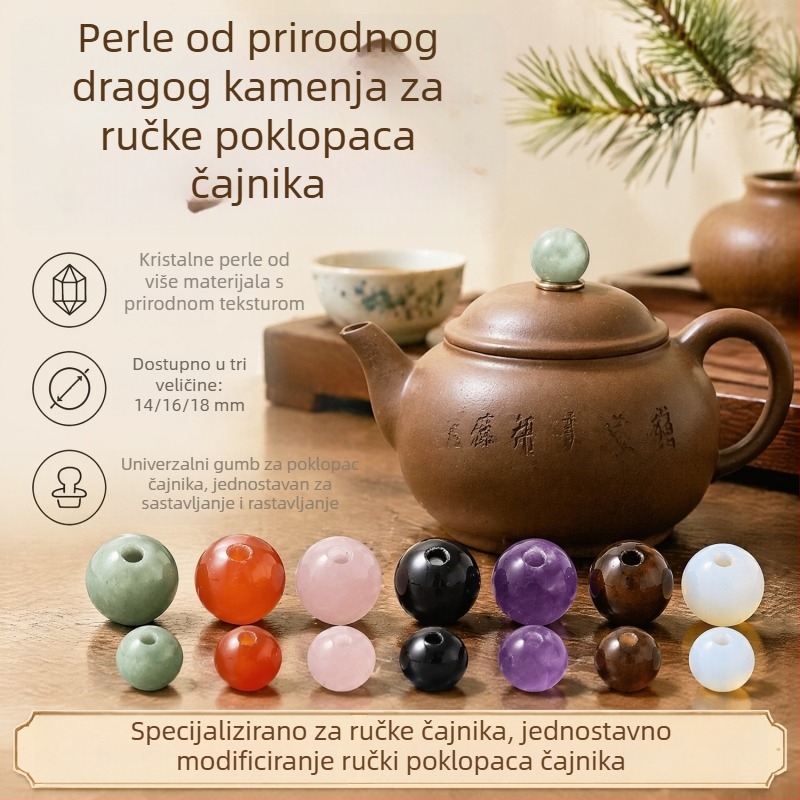 Pribor za poklop čajnika s prirodnim okruglim perlama od dragog kamenja, promjer rupe 3 mm