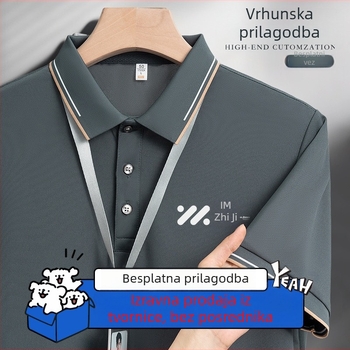 Polo majica za radnu odjeću od ledenog svile s ušivenim logom, novi dizajn, kratki rukav, unisex