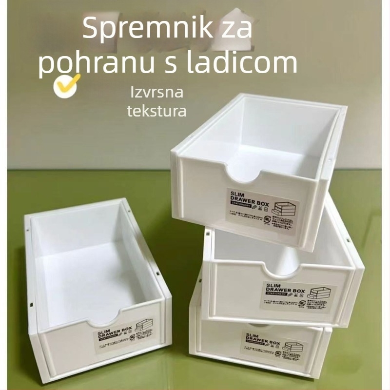 Stolni organizator za pohranu s ladicama, prozirna plastična kutija, može se slagati, za kancelariju i kozmetiku