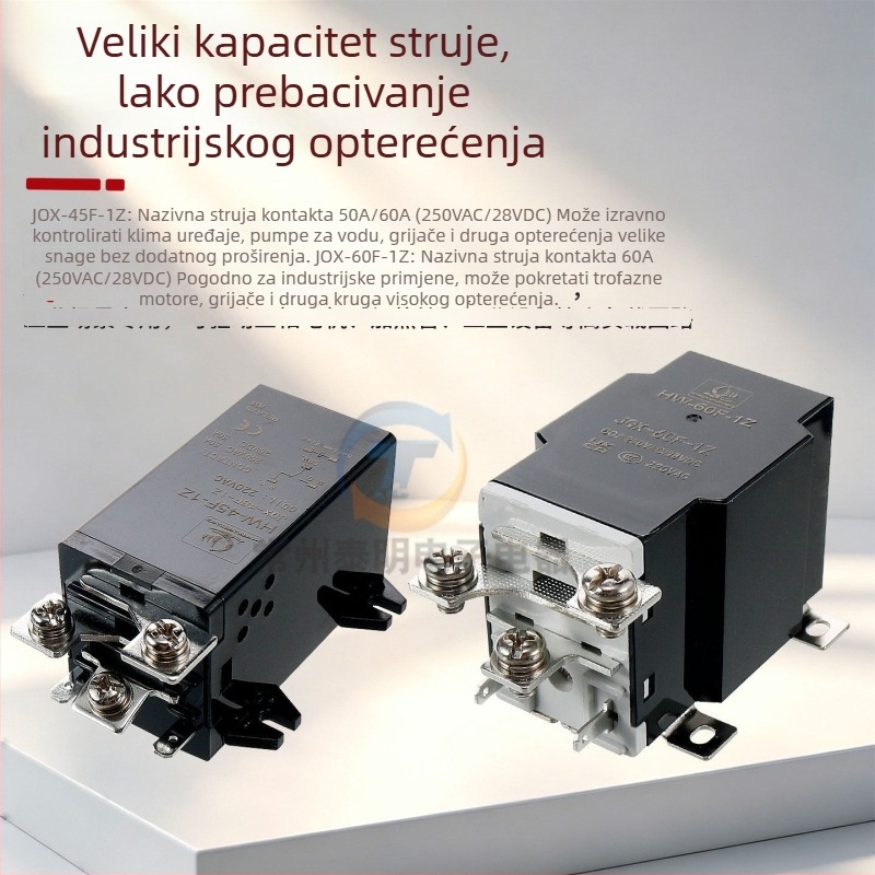 JQX-60F visokoučinkovito rele, 60A, zavojnica 12VDC ili 24VDC, kontakti 220VAC