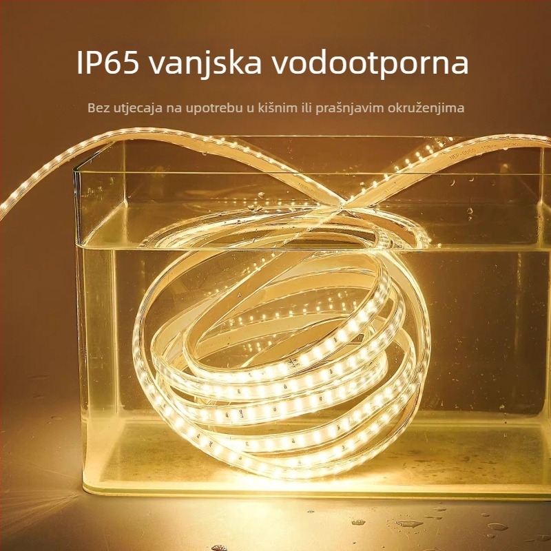 LED traka 220V s dvostrukim redom od 120 LED dioda, za dekoraciju dnevnog boravka i vanjsko osvjetljenje, vodootporna linearna rasvjeta