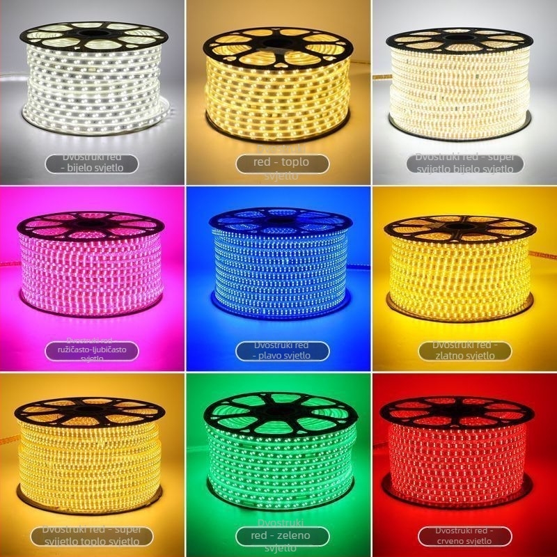 LED traka 220V s dvostrukim redom od 120 LED dioda, za dekoraciju dnevnog boravka i vanjsko osvjetljenje, vodootporna linearna rasvjeta