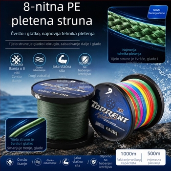 Conrad 1000 m PE višebojna ribolovna linija, 8-slojna Dyneema glavna linija