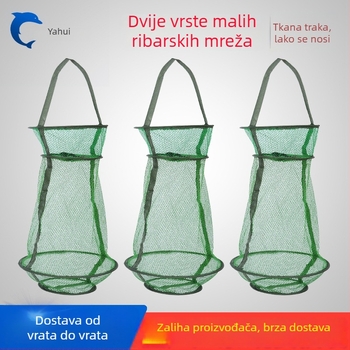 Najlon košara za ribu s gumiranim premazom, velika kapacita, košara za rakove, mala mrežasta torbica