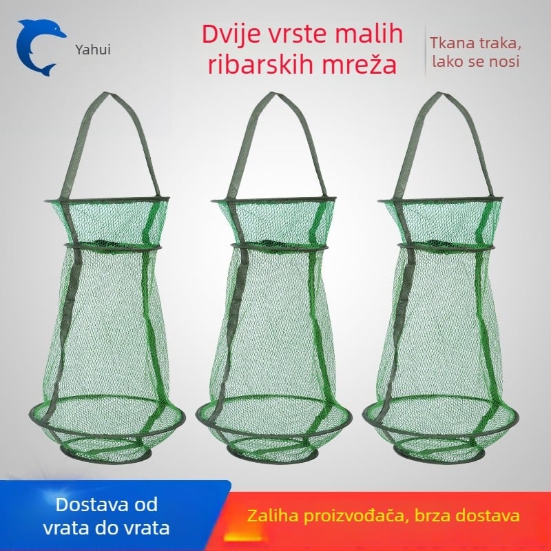 Najlon košara za ribu s gumiranim premazom, velika kapacita, košara za rakove, mala mrežasta torbica