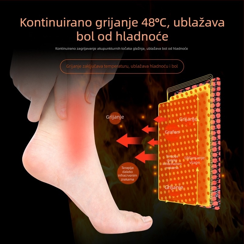 Grafénov zglobni zavoj za gležanj s grijanjem, unisex, podrška toplini i zaštita od uganuća