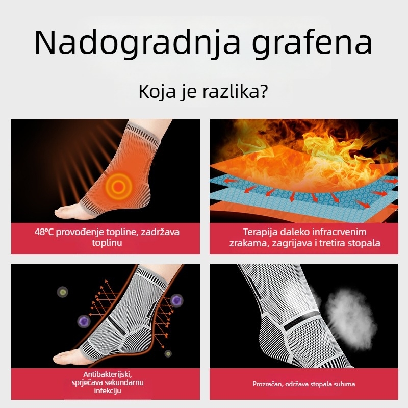 Grafénov zglobni zavoj za gležanj s grijanjem, unisex, podrška toplini i zaštita od uganuća