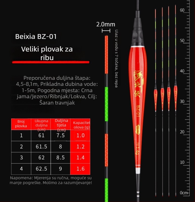 Northern Hero 7-oko bez sjene elektronička svjetleća pluta za jezera i ribnjake, bez olova