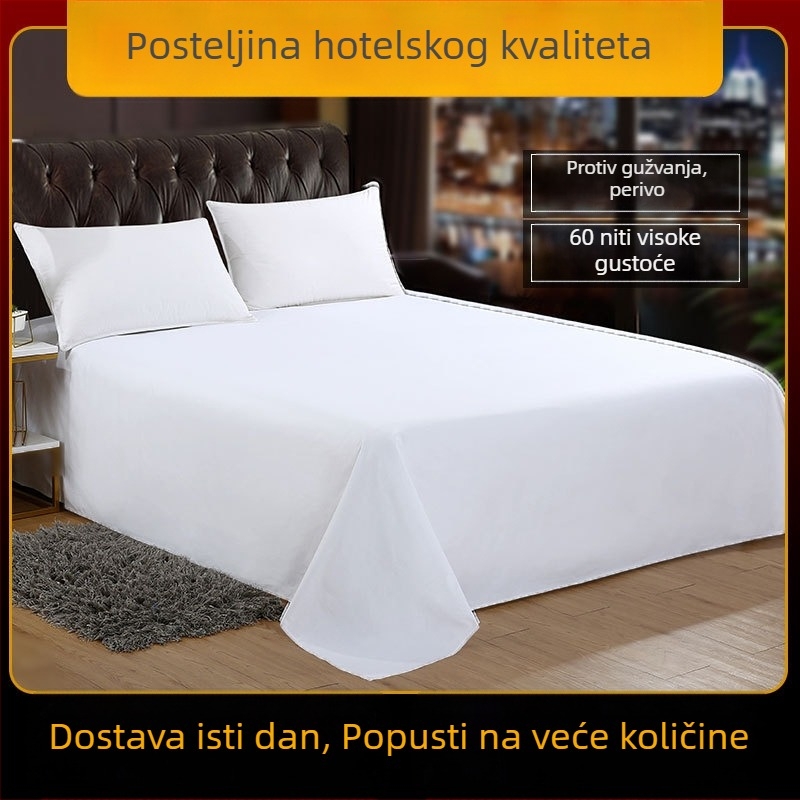 Peto zvjezdano hotelsko rublje, bijele plahte od čistog pamuka, 60- i 80 niti, kvilti, jednobojni