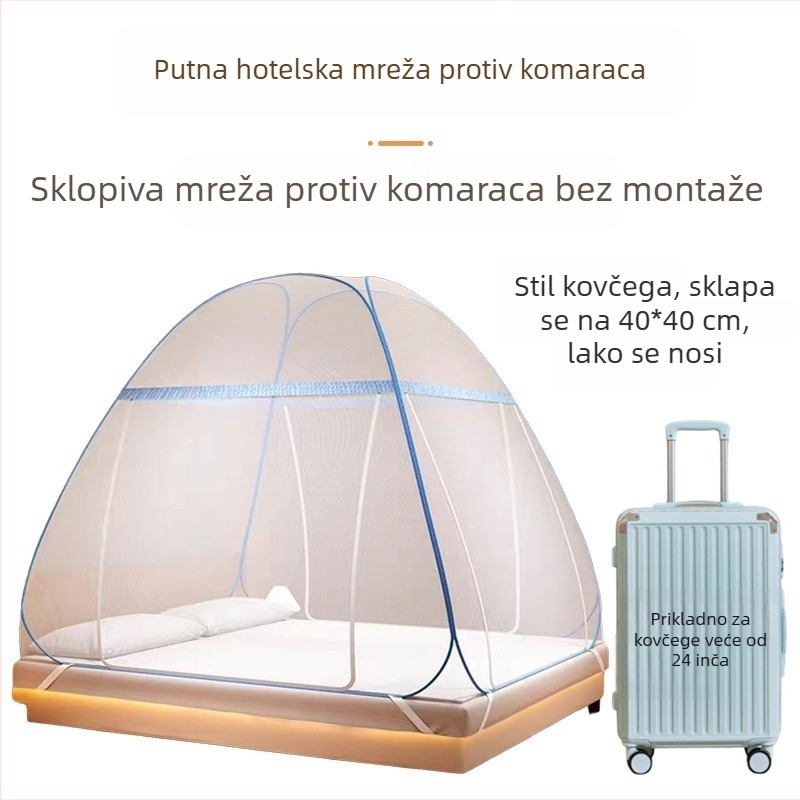 Putna mreža protiv komaraca bez ugradnje, sklopiva za hotelska ležišta, u obliku mongolske jurte