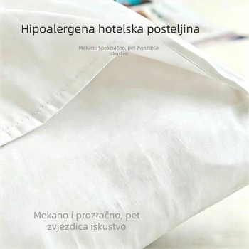 Bijeli saten plaht s prugama za hotele, poliestersko-pamukova smjesa, ekstra debela, veličina 180×230 cm