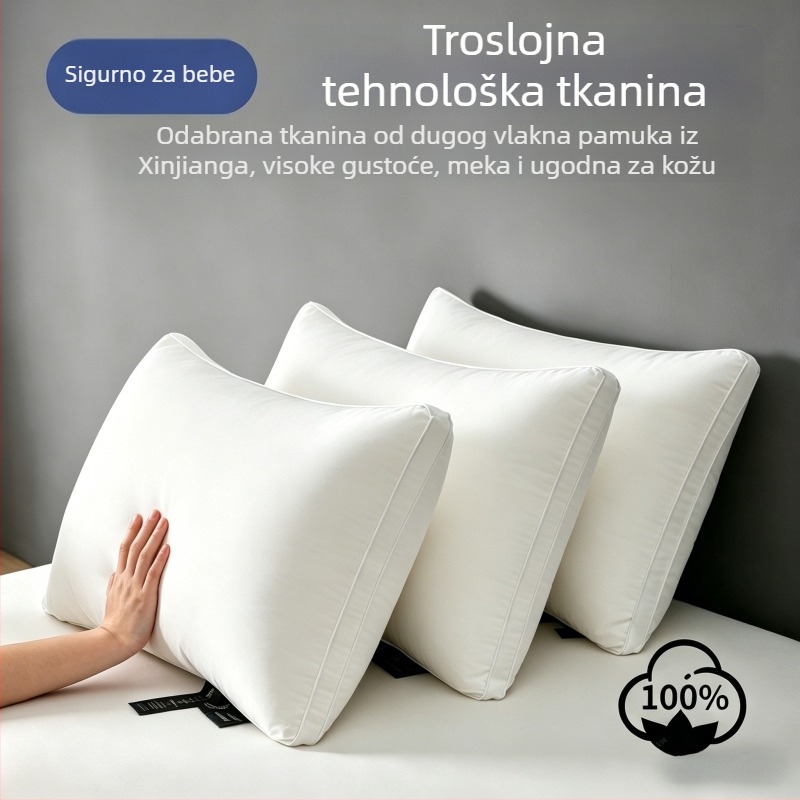 All-season hotel-kvalitet jastučni jezgro s presvlakom od 100% pamuka, podrška za vrat, pomoć pri spavanju, dubok san, jedan jastuk