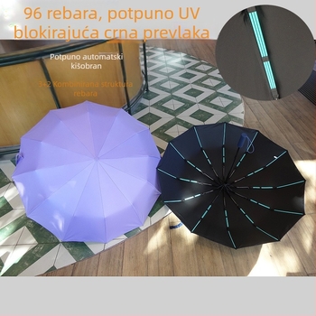 Automatski sklopivi kišobran s 12 rebara, ojačani okvir, UV zaštita, mogućnost tiskanja loga za oglašavanje
