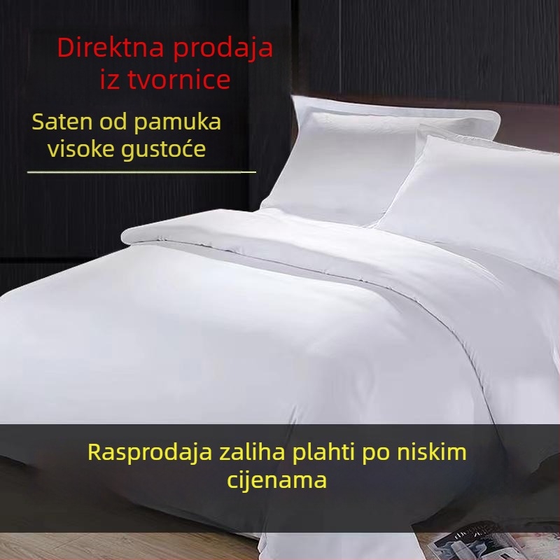 100% pamuk, ekstra gusta posteljina, bijela, satenske pruge, hotelsko rublje
