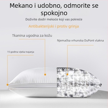 Bijeli pamuk jastuk s visokom elastičnošću, pravokutnog oblika, satenski prugasti dizajn, visina 12 cm i više, težina 3–3,5 kg, punilo poliestersko vlakno