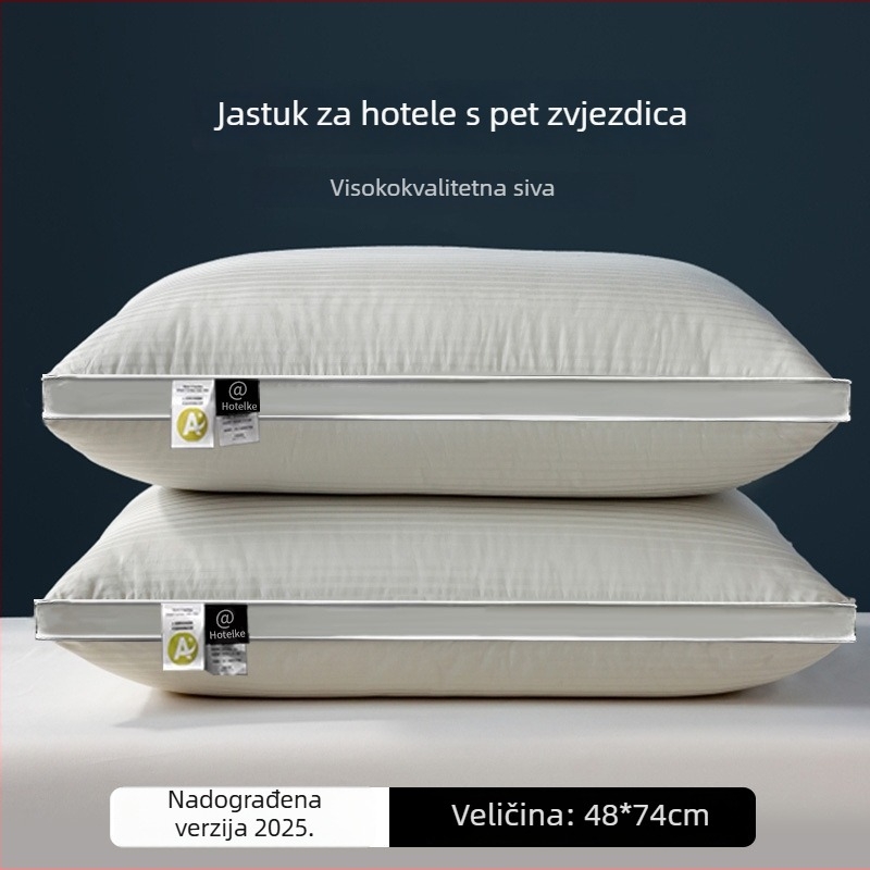 Bijeli pamuk jastuk s visokom elastičnošću, pravokutnog oblika, satenski prugasti dizajn, visina 12 cm i više, težina 3–3,5 kg, punilo poliestersko vlakno