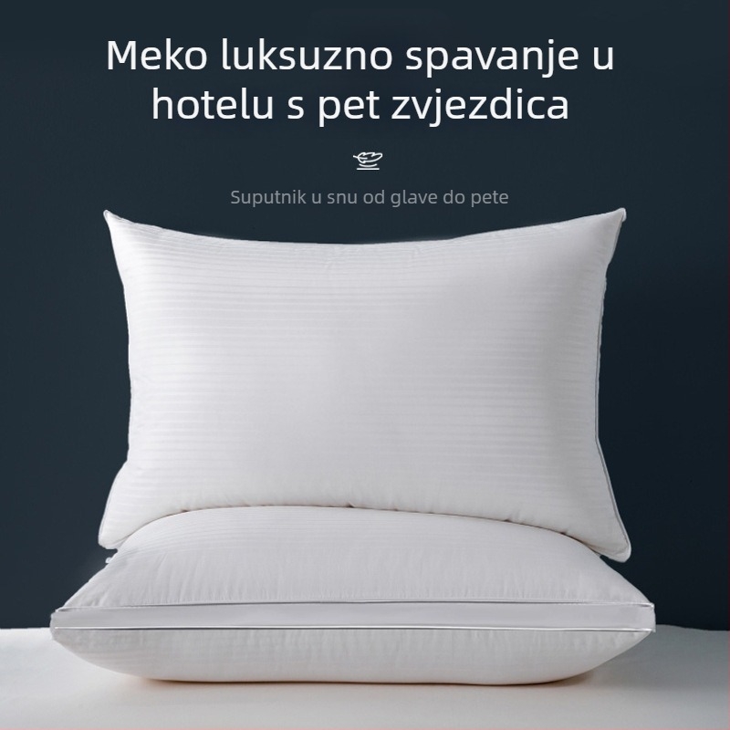 Bijeli pamuk jastuk s visokom elastičnošću, pravokutnog oblika, satenski prugasti dizajn, visina 12 cm i više, težina 3–3,5 kg, punilo poliestersko vlakno