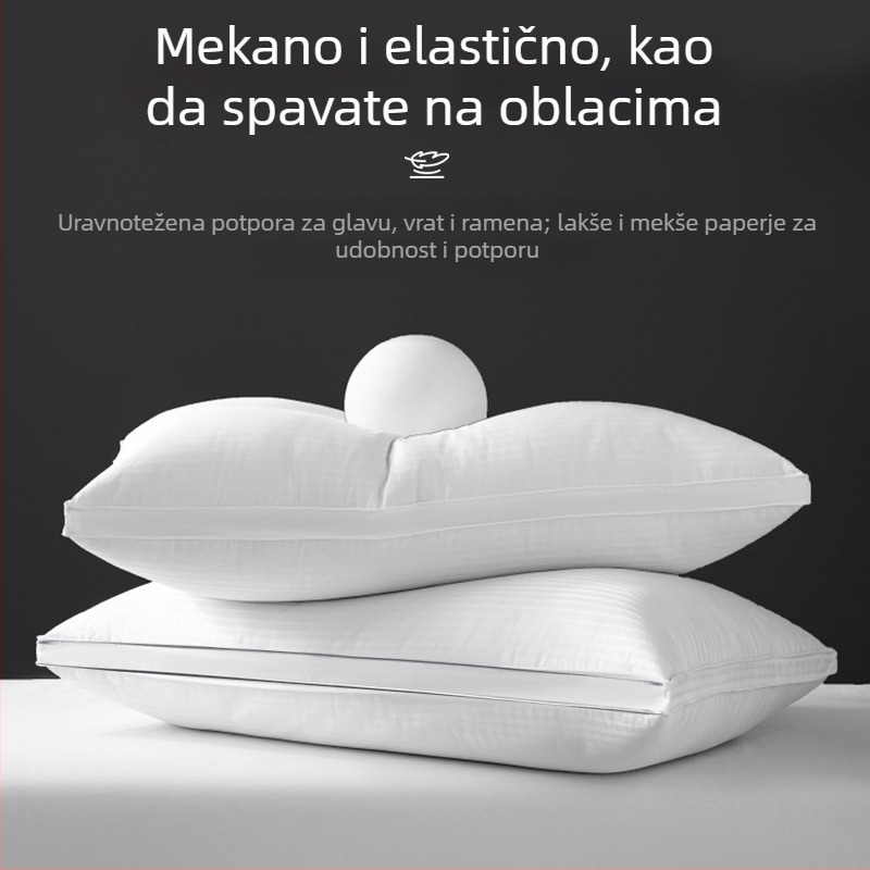 Bijeli pamuk jastuk s visokom elastičnošću, pravokutnog oblika, satenski prugasti dizajn, visina 12 cm i više, težina 3–3,5 kg, punilo poliestersko vlakno