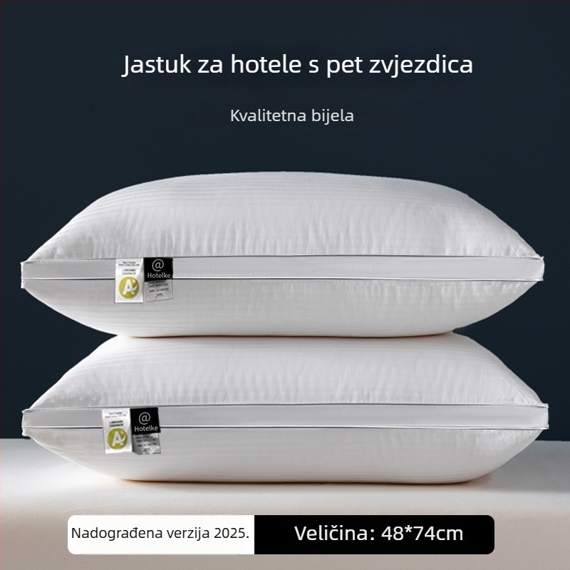 Bijeli pamuk jastuk s visokom elastičnošću, pravokutnog oblika, satenski prugasti dizajn, visina 12 cm i više, težina 3–3,5 kg, punilo poliestersko vlakno