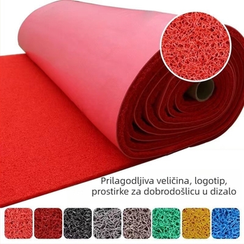 Crveni prilagodljivi plastični tepih s petljama, vodootporan, antislip, za ulaz i kuhinju
