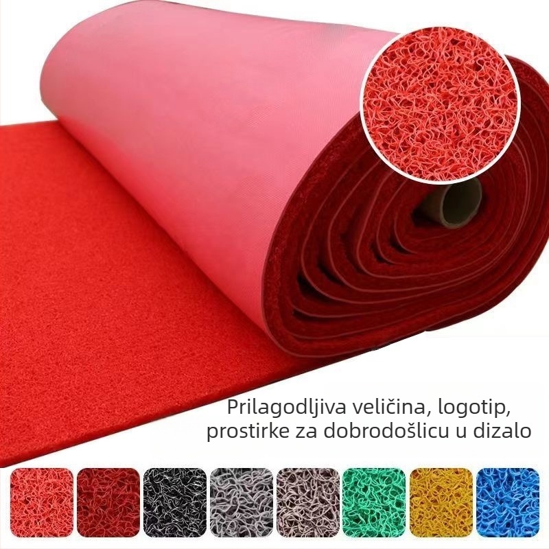 Crveni prilagodljivi plastični tepih s petljama, vodootporan, antislip, za ulaz i kuhinju