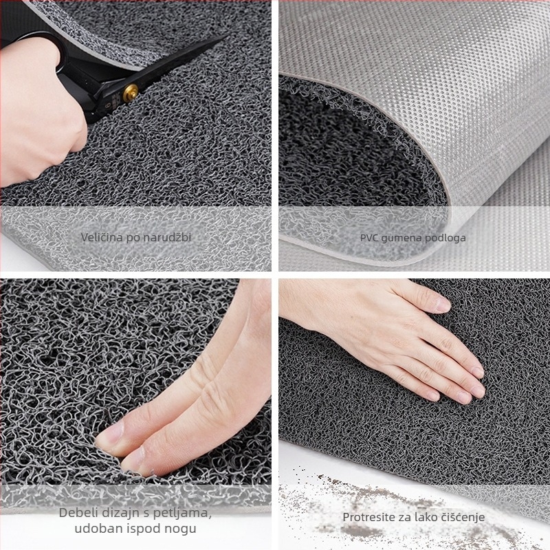 Crveni prilagodljivi plastični tepih s petljama, vodootporan, antislip, za ulaz i kuhinju