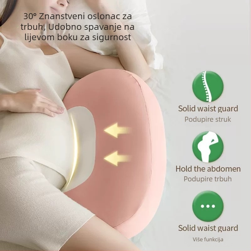 U-oblik trudnički jastuk s podrškom za struk i trbuh za bočni san