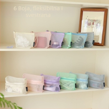 Putna 3D mrežasta kozmetička torbica za žene, prijenosiva prozirna torba za pohranu šminke i sitnih stvari