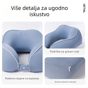 U-oblikovani jastuk za vrat od memorijske pjene, Ice Silk Nylon materijal, za putovanja i odmor