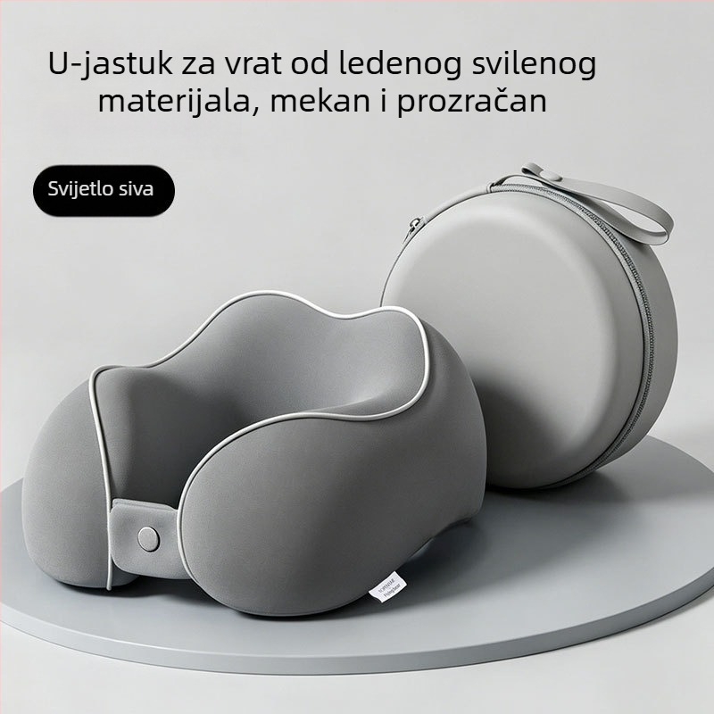 U-oblikovani jastuk za vrat od memorijske pjene, Ice Silk Nylon materijal, za putovanja i odmor