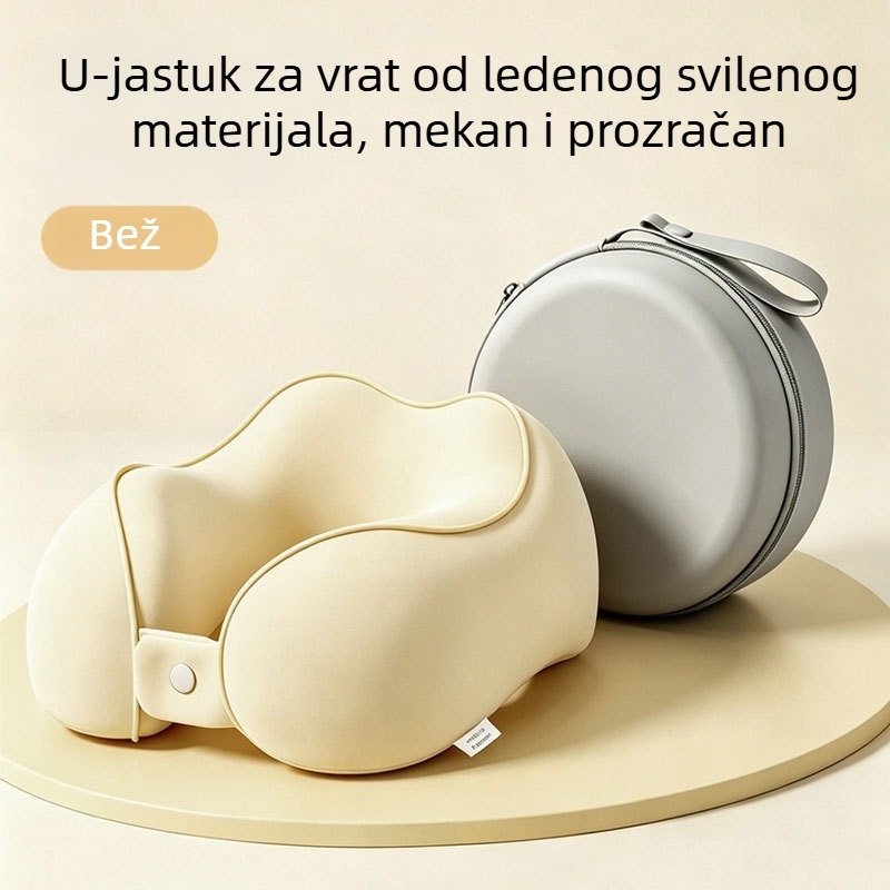 U-oblikovani jastuk za vrat od memorijske pjene, Ice Silk Nylon materijal, za putovanja i odmor