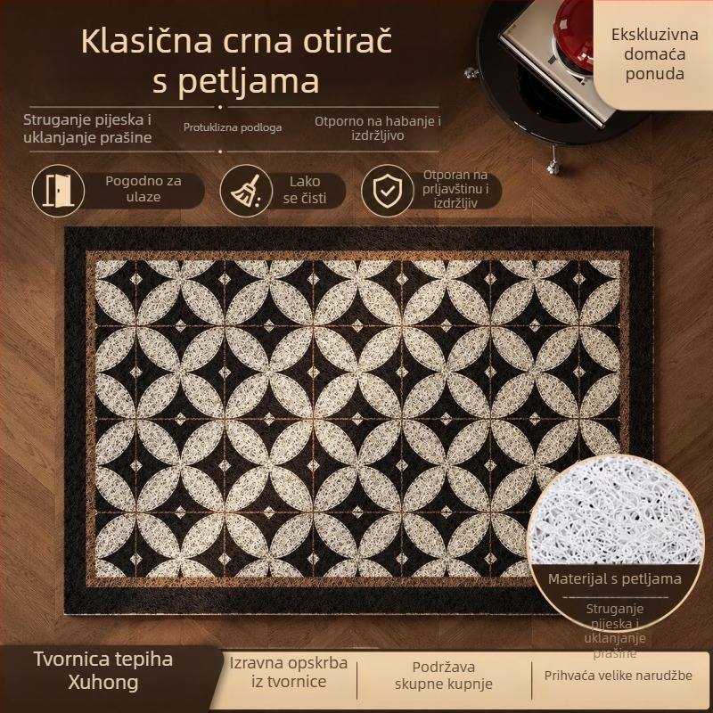Xuhong Crveni ulazni tepih od žice, kvadratni, protuklizni, otporan na prljavštinu, može se izrezati, debljina 8 mm