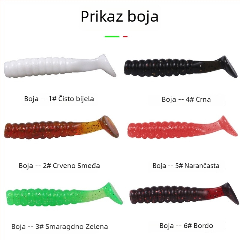 4 cm ili 5,5 cm trepćuća T‑repna meka varka, bionička mekana varalica za bass i mandarin ribu