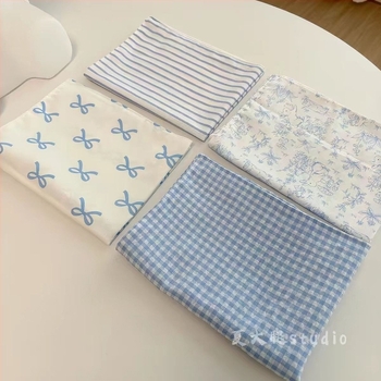 Plavi stolnjak od pamuka i lana u japansko–korejskom stilu, minimalistički karirani uzorak, pravokutnog oblika, za blagovaonicu, spavaću sobu ili dom.