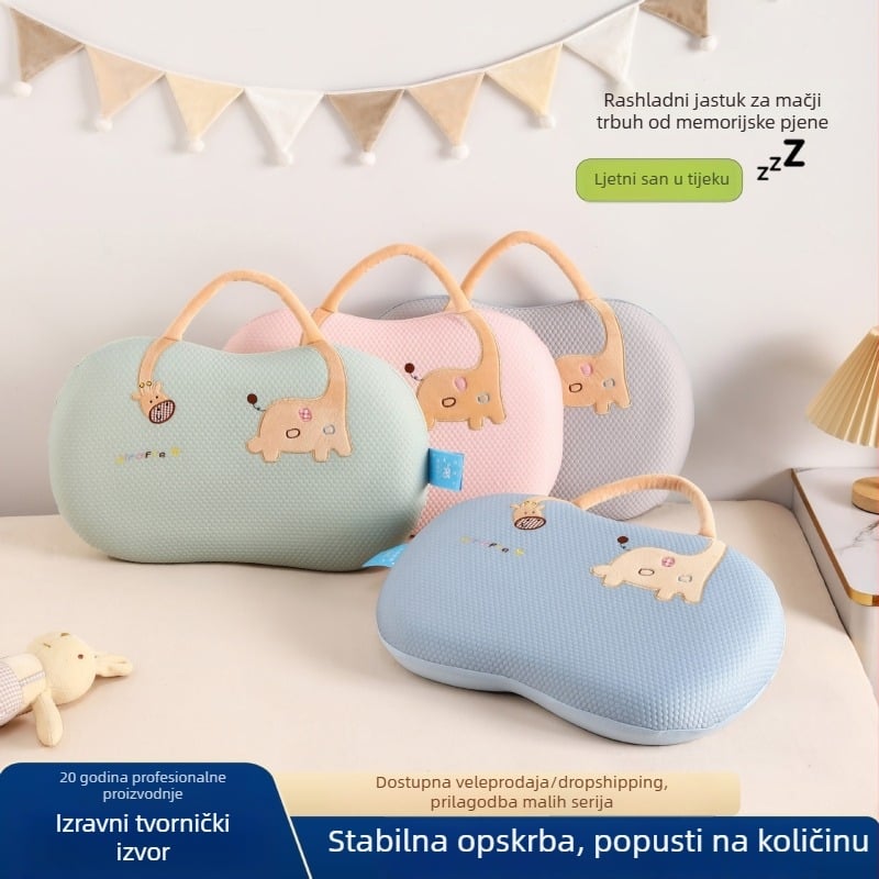 Jastuk u obliku mačjeg trbuha za djecu i odrasle, memory foam s hladnim Ice Silk navlakom, pogodan za ljetne dremke kod kuće ili u uredu