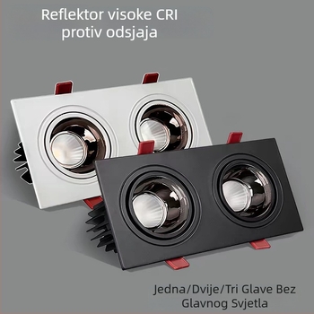 COB kvadratni spot sa rešetkom, LED downlight za strop, s jednim, dvostrukim ili trostrukim glavama, za trgovačke centre, dvorane za izložbe i dnevne sobe