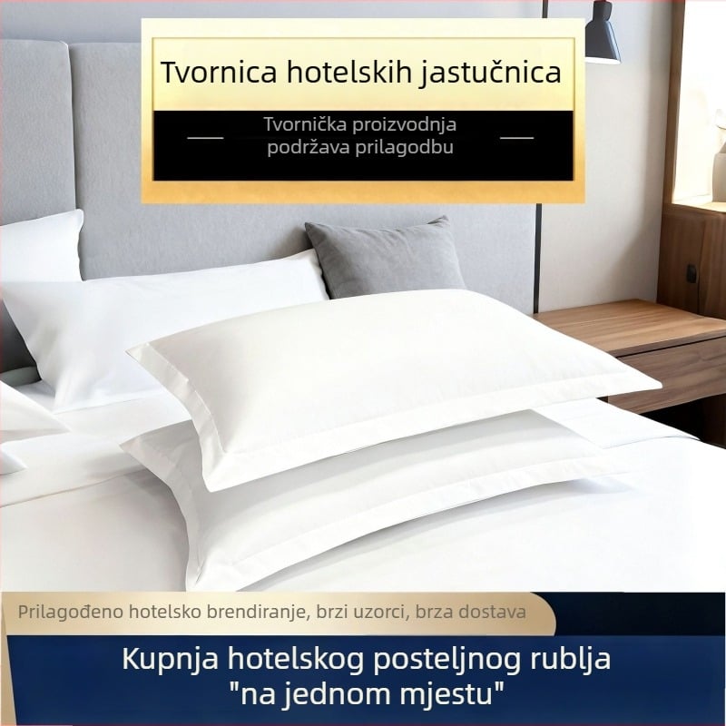 Jastučnica od 100% pamuka, bijela, saten tkanina, hotelsko posteljno rublje