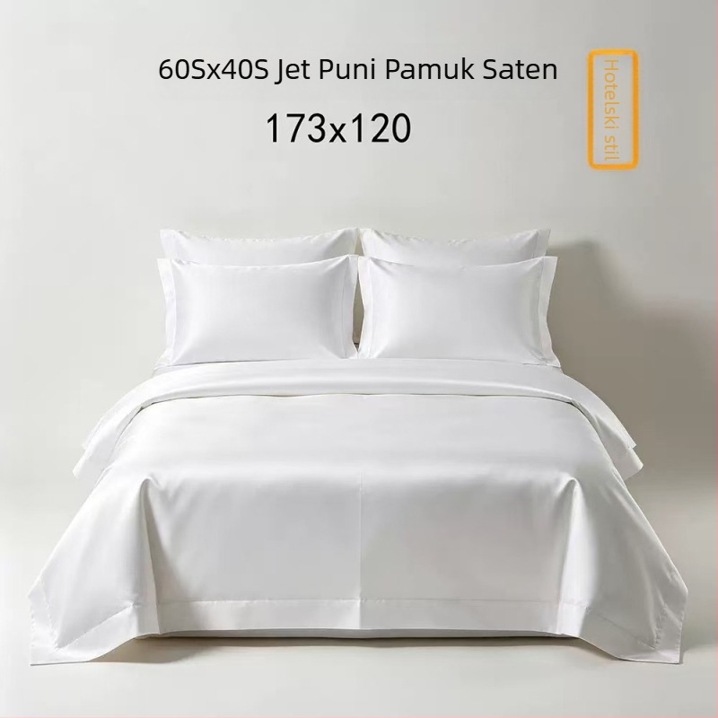 Pet zvjezdani hotel, 60s pamuk bijeli saten set od četiri komada posteljine za hotele i pansione