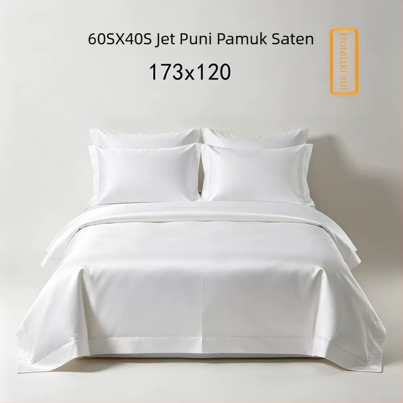Pet zvjezdani hotel, 60s pamuk bijeli saten set od četiri komada posteljine za hotele i pansione