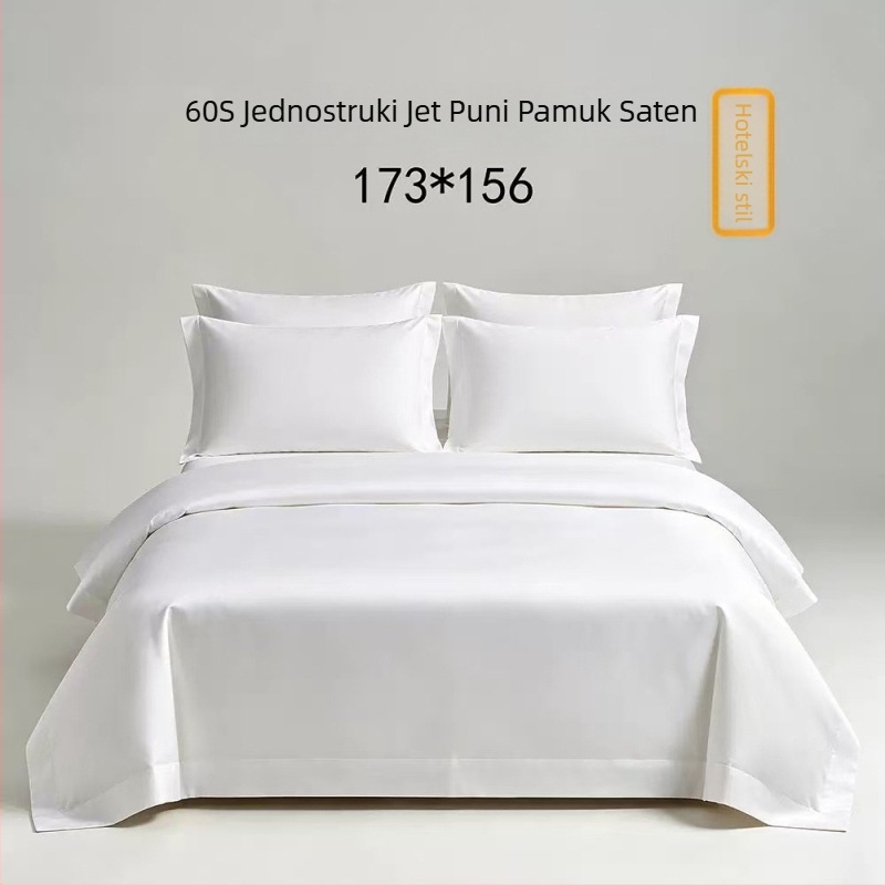 Pet zvjezdani hotel, 60s pamuk bijeli saten set od četiri komada posteljine za hotele i pansione