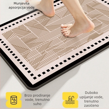 Retro teksturirana kupaonska prostirka za ulaz u zahod, upija vlagu i brzo se suši, otporna na prljavštinu i protuklizna