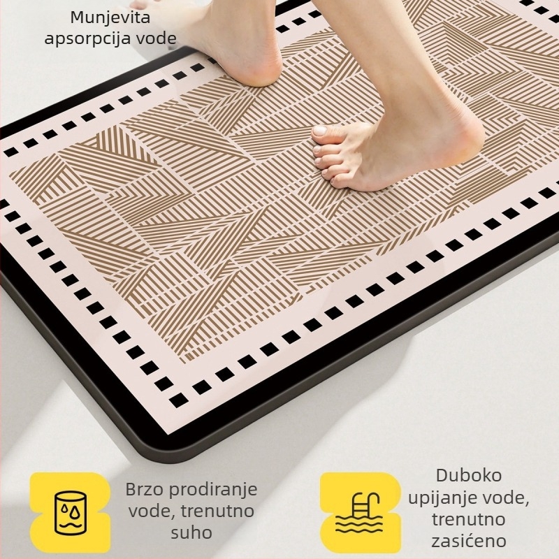 Retro teksturirana kupaonska prostirka za ulaz u zahod, upija vlagu i brzo se suši, otporna na prljavštinu i protuklizna