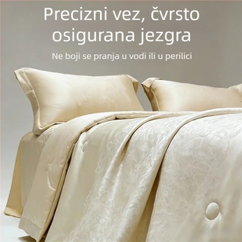 Ljetni jacquard svileni set posteljine od četiri dijela, periva svila, svilenkasto glatkoća, lagani luksuz